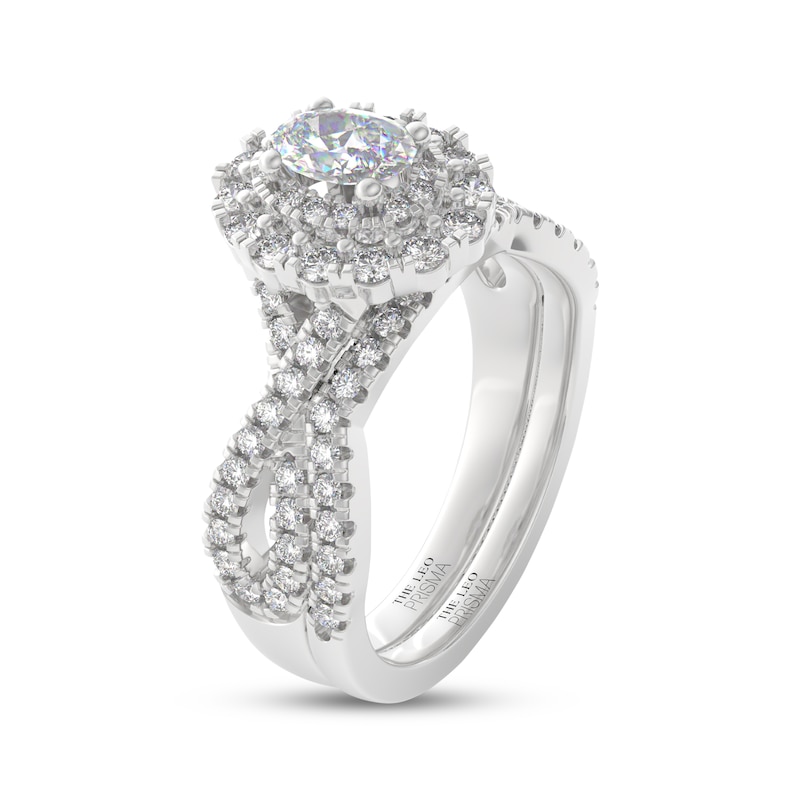 Main Image 2 of THE LEO Prisma Diamond Oval-Cut Double Halo Bridal Set 1-1/8 ct tw 14K White Gold