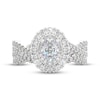 Thumbnail Image 3 of THE LEO Prisma Diamond Oval-Cut Double Halo Bridal Set 1-1/8 ct tw 14K White Gold