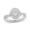 Thumbnail Image 4 of THE LEO Prisma Diamond Oval-Cut Double Halo Engagement Ring 1 ct tw 14K White Gold