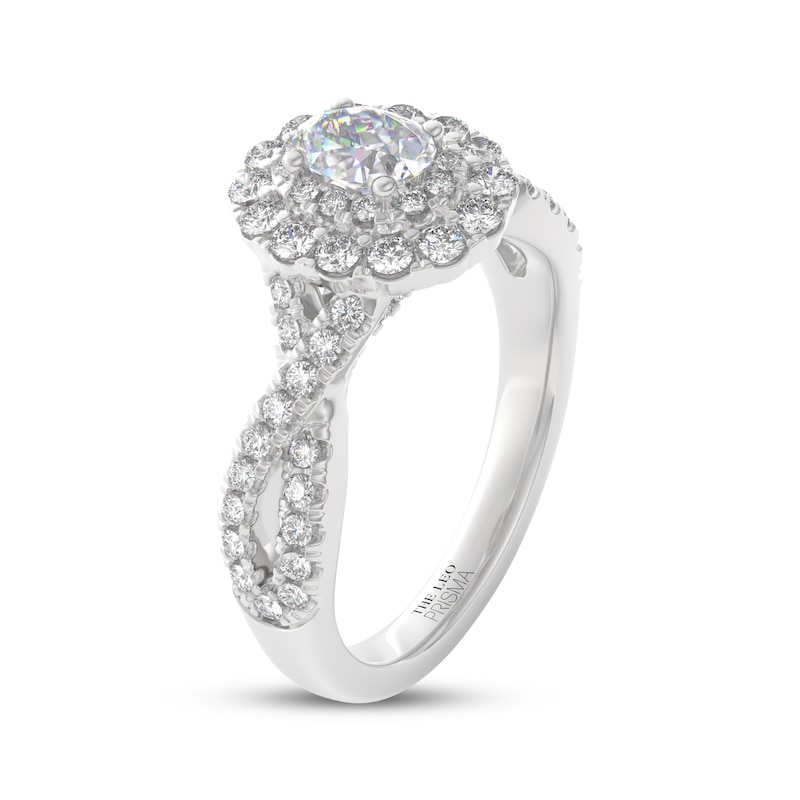 Main Image 5 of THE LEO Prisma Diamond Oval-Cut Double Halo Engagement Ring 1 ct tw 14K White Gold