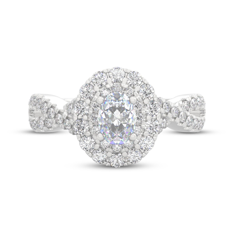 Main Image 6 of THE LEO Prisma Diamond Oval-Cut Double Halo Engagement Ring 1 ct tw 14K White Gold