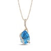 Thumbnail Image 1 of Pear-Shaped Swiss Blue Topaz & Diamond Swirl Crossover Necklace 1/8 ct tw 10K Yellow Gold 18&quot;
