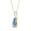 Thumbnail Image 2 of Pear-Shaped Swiss Blue Topaz & Diamond Swirl Crossover Necklace 1/8 ct tw 10K Yellow Gold 18&quot;