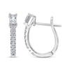 Thumbnail Image 3 of Baguette & Round-Cut Diamond Hoop Earrings 3/8 ct tw 10K White Gold