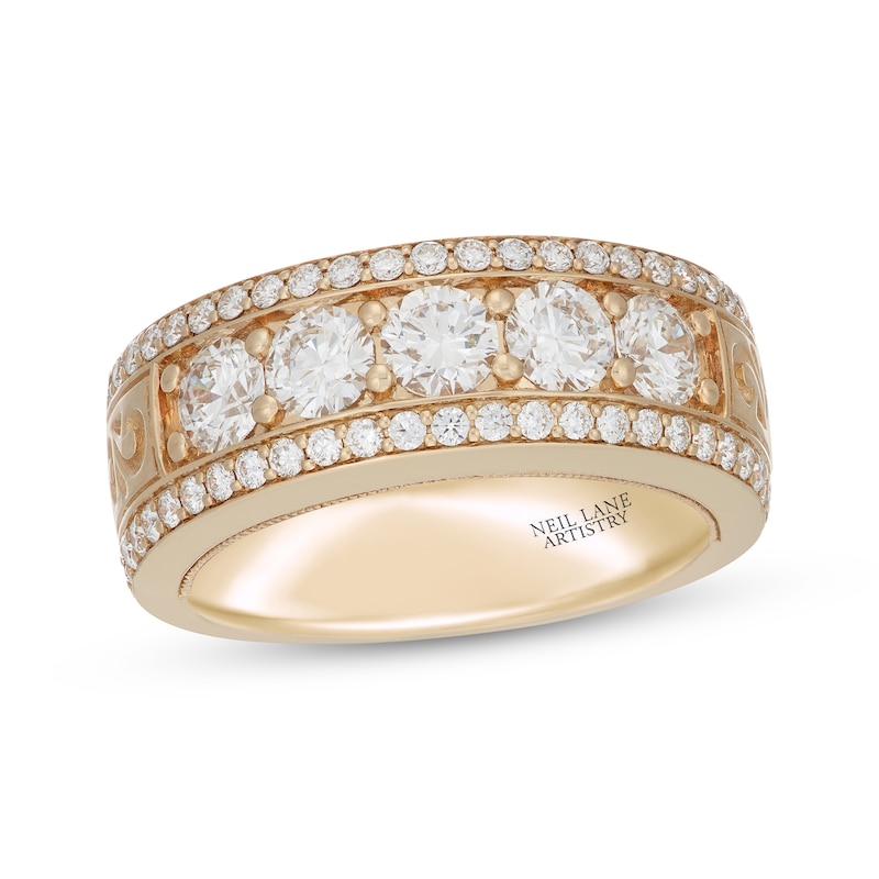 Main Image 1 of Men's Neil Lane Artistry Lab-Grown Diamond Wedding Band 2 ct tw 14K Yellow Gold
