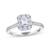 Thumbnail Image 1 of THE LEO Diamond Emerald-Cut Halo Engagement Ring 1 ct tw 14K White Gold
