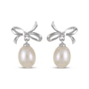 Thumbnail Image 2 of Cultured Pearl & White Lab-Created Sapphire Bow Dangle Earrings Sterling Silver