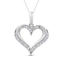 Diamond Heart Necklace 1/10 ct tw Sterling Silver 18"