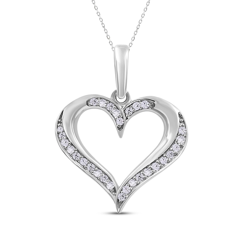 Main Image 1 of Diamond Heart Necklace 1/10 ct tw Sterling Silver 18&quot;