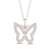 Thumbnail Image 0 of Hallmark Diamonds Butterfly Necklace 1/8 ct tw Sterling Silver & 10K Rose Gold 18"