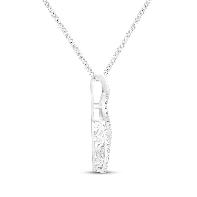 Unstoppable Love Lab-Created Diamond Twist Frame Necklace 1-1/4 ct tw 10K White Gold 19"
