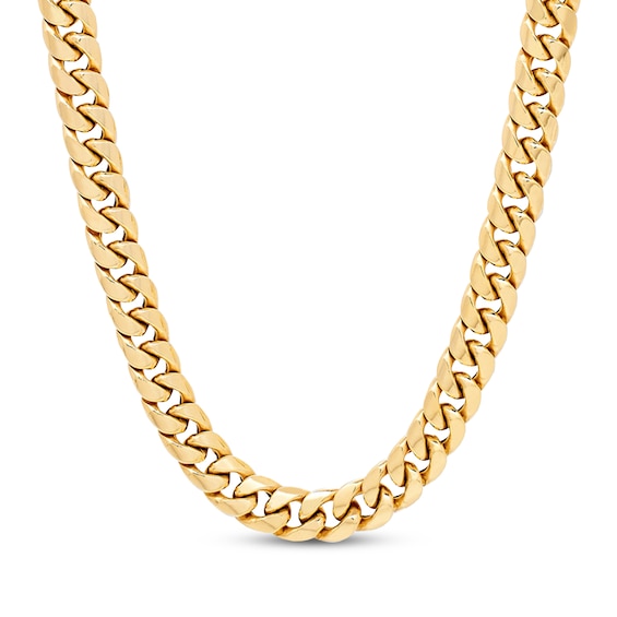 Cuban Curb Chain Necklace 6.8mm Hollow 14K Yellow Gold 22"