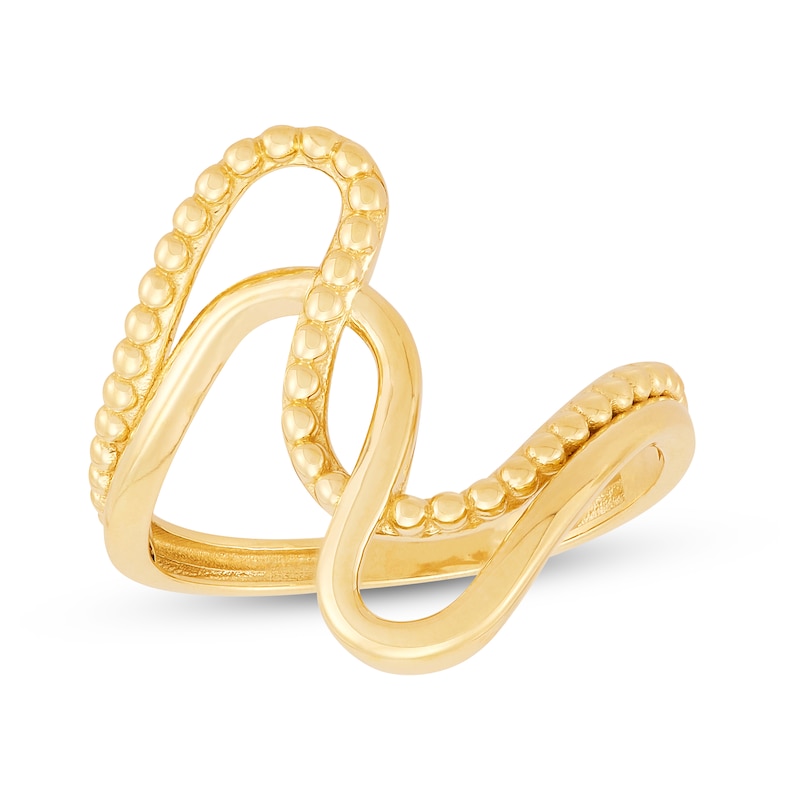 Main Image 1 of Beaded Wave Ring 10K Yellow Gold
