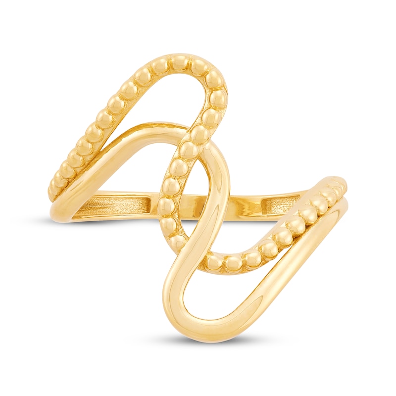 Main Image 4 of Beaded Wave Ring 10K Yellow Gold