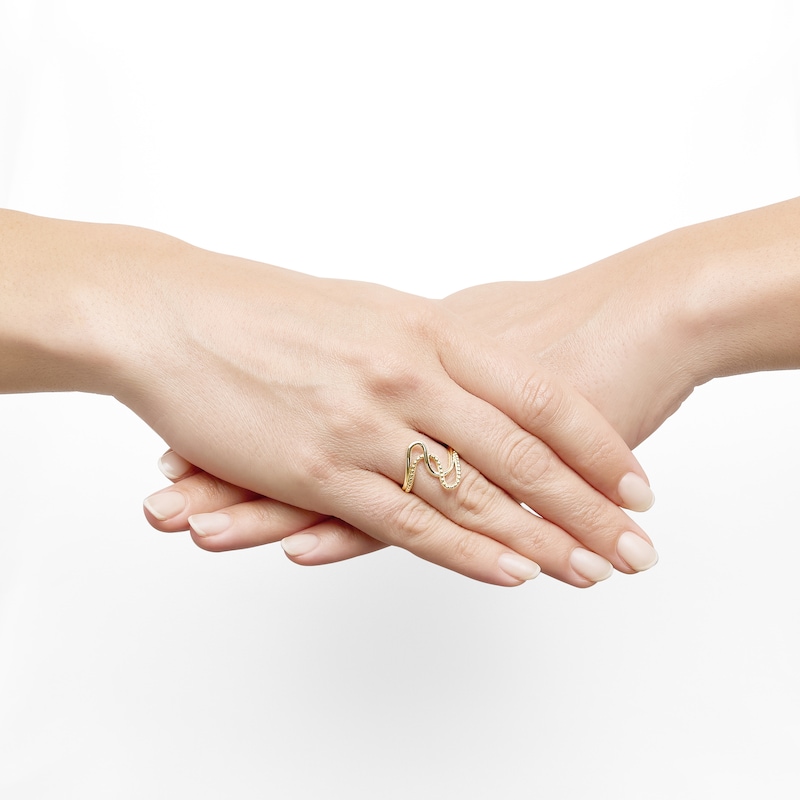 Main Image 5 of Beaded Wave Ring 10K Yellow Gold