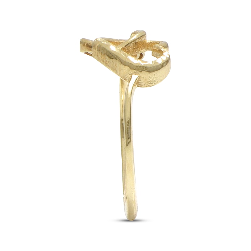 Main Image 2 of Diamond-Cut Open Double Hearts Ring 10K Yellow Gold