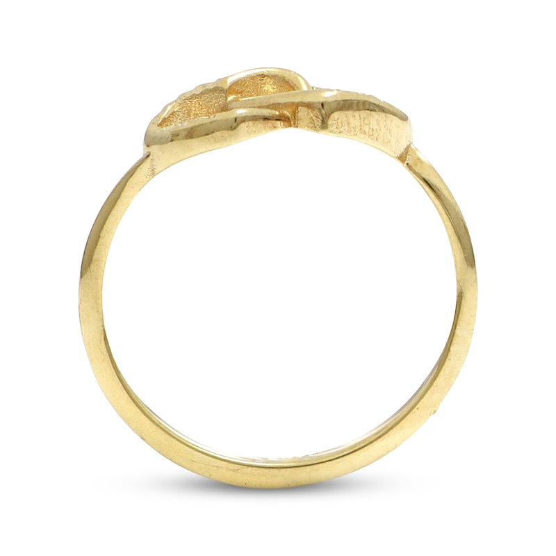 Main Image 3 of Diamond-Cut Open Double Hearts Ring 10K Yellow Gold