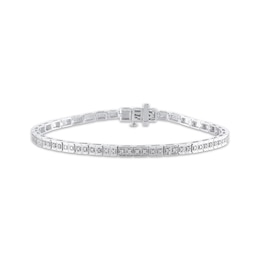 Diamond Square Link Bracelet 1/4 ct tw Sterling Silver 7"