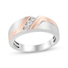 Thumbnail Image 1 of Now + Forever Men's Diamond Three-Stone Wedding Band 1/6 ct tw 10K Two-Tone Gold