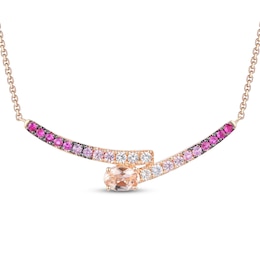 Le Vian Good Karma Oval-Cut Peach Morganite & Pink Sapphire Ombré Smile Necklace 14K Strawberry Gold 19"