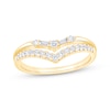 Thumbnail Image 1 of Now + Forever Baguette & Round-Cut Diamond Chevron Split Shank Wedding Ring 1/3 ct tw 14K Yellow Gold