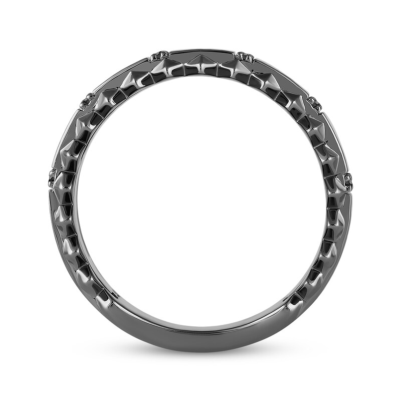 Main Image 3 of Ink & Ice Men's Black Diamond Studded Wedding Band 1/5 ct tw Black Rhodium-Plated 10K White Gold