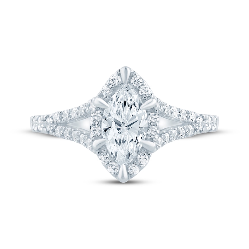 Main Image 3 of Now + Forever Lab-Grown Diamonds Marquise-Cut Halo Engagement Ring 3/4 ct tw 14K White Gold