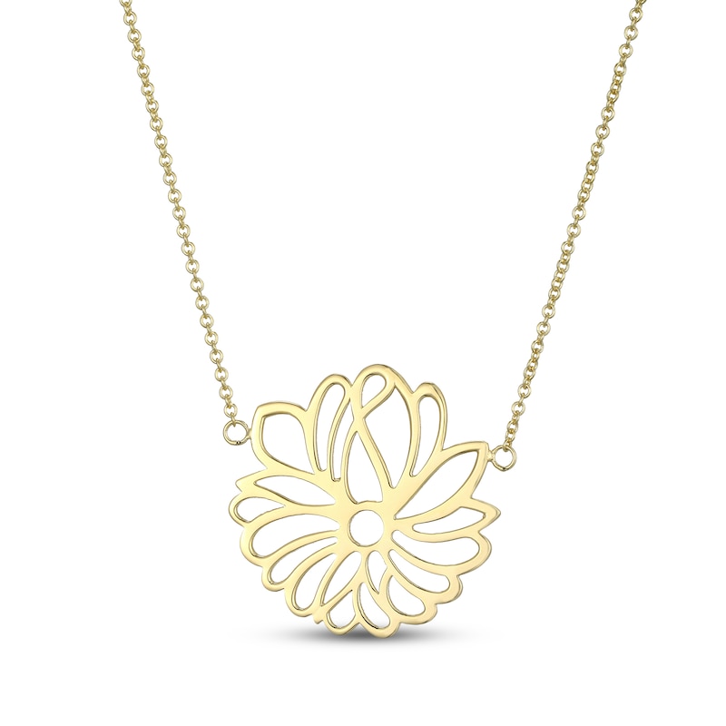 Main Image 3 of Flower Outline Necklace 18K Yellow Gold-Plated Sterling Silver 18"