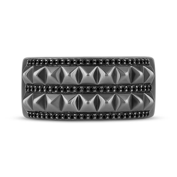 Ink & Ice Men's Black Diamond Stud Ring 1/4 ct tw Black Rhodium-Plated Sterling Silver