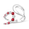 Thumbnail Image 1 of Lab-Created Ruby & White Lab-Created Sapphire Deconstructed Bypass Ring Sterling Silver