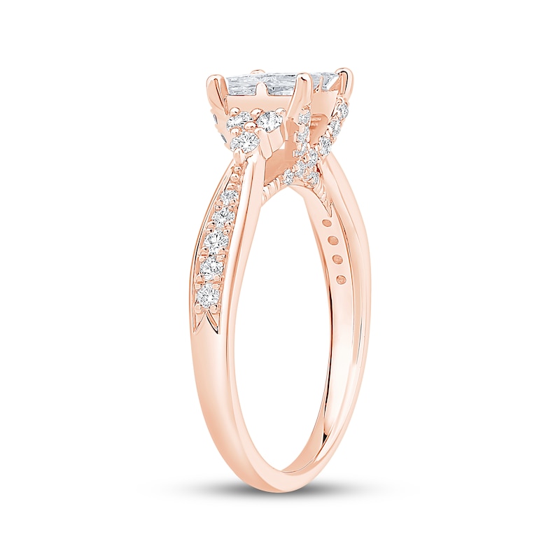 Main Image 2 of Now + Forever Now + Forever Princess-Cut Quad Diamond Engagement Ring 1 ct tw 14K Rose Gold