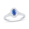 Thumbnail Image 1 of Now + Forever Oval-Cut Natural Blue Sapphire & Diamond Engagement Ring 1/2 ct tw 14K White Gold