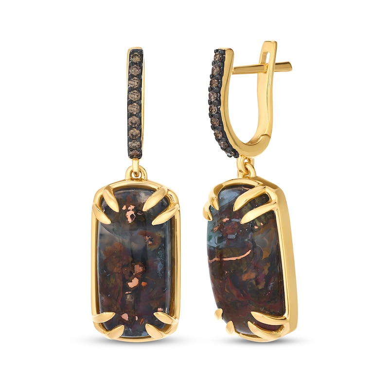 Main Image 1 of Le Vian Cushion-Cut Aquadite Drop Earrings 1/8 ct tw Diamonds 14K Honey Gold