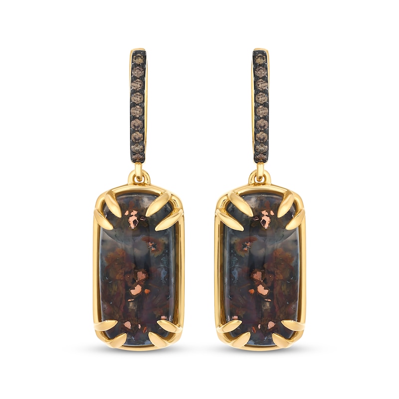 Main Image 2 of Le Vian Cushion-Cut Aquadite Drop Earrings 1/8 ct tw Diamonds 14K Honey Gold