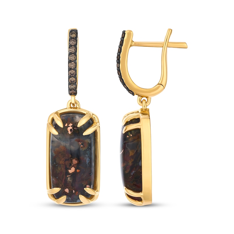 Main Image 3 of Le Vian Cushion-Cut Aquadite Drop Earrings 1/8 ct tw Diamonds 14K Honey Gold