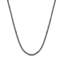 Curb Chain Necklace 4mm Black Ion-Plated Solid Stainless Steel 18"