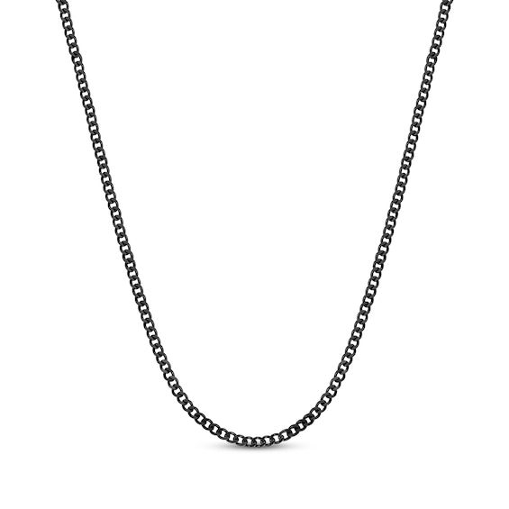 Curb Chain Necklace 4mm Black Ion-Plated Solid Stainless Steel 18"