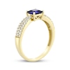 Thumbnail Image 2 of Square-Cut Blue Lab-Created Sapphire & Diamond Ring 1/4 ct tw 10K Yellow Gold