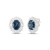 Thumbnail Image 1 of Oval-Cut London Blue Topaz & White Lab-Created Sapphire Halo Earrings Sterling Silver