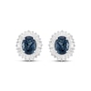 Thumbnail Image 2 of Oval-Cut London Blue Topaz & White Lab-Created Sapphire Halo Earrings Sterling Silver