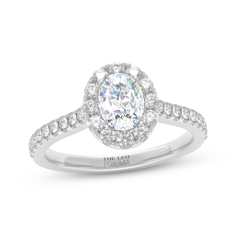 Main Image 1 of THE LEO Prisma Diamond Oval-Cut Halo Engagement Ring 1 ct tw 14K White Gold