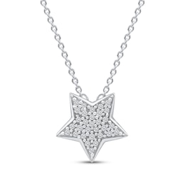 Diamond Pavé Star Necklace 1/10 ct tw 10K White Gold 18&quot;