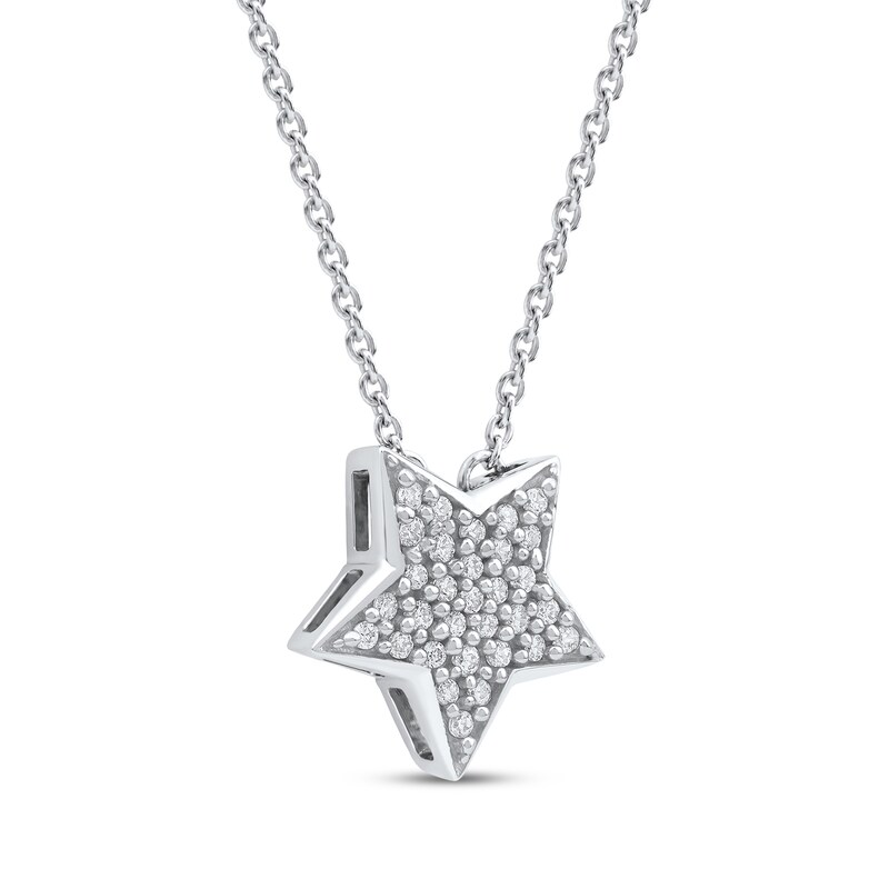 Main Image 2 of Diamond Pavé Star Necklace 1/10 ct tw 10K White Gold 18&quot;