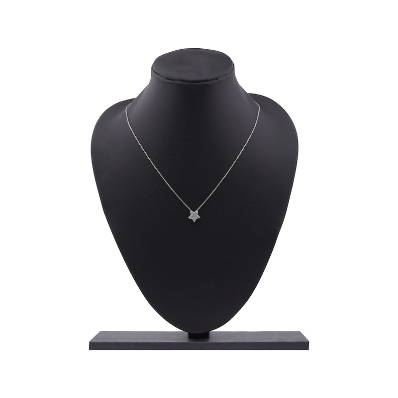 Main Image 5 of Diamond Pavé Star Necklace 1/10 ct tw 10K White Gold 18"