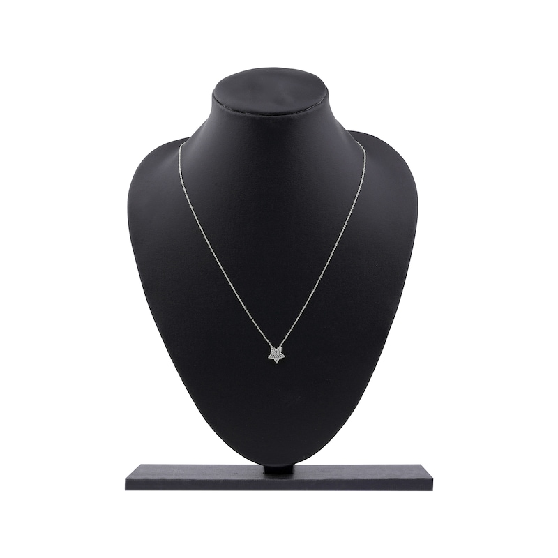 Main Image 6 of Diamond Pavé Star Necklace 1/10 ct tw 10K White Gold 18"