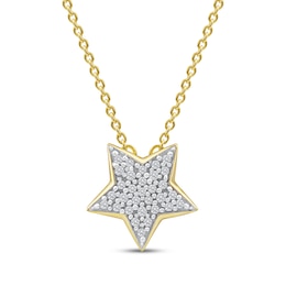 Diamond Pavé Star Necklace 1/10 ct tw 10K Yellow Gold 18"