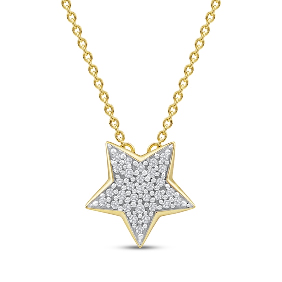 Diamond Pavé Star Necklace 1/10 ct tw 10K Yellow Gold 18"