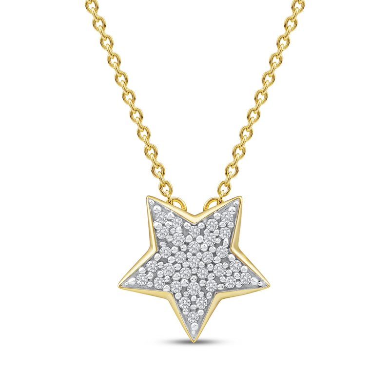 Main Image 1 of Diamond Pavé Star Necklace 1/10 ct tw 10K Yellow Gold 18&quot;