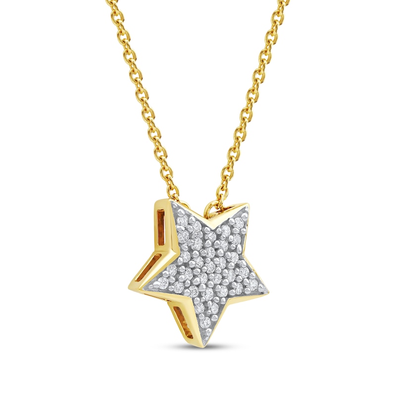 Main Image 2 of Diamond Pavé Star Necklace 1/10 ct tw 10K Yellow Gold 18&quot;