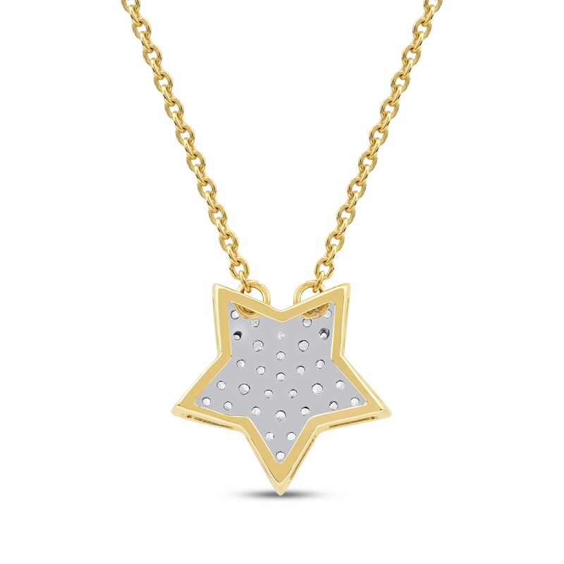 Main Image 3 of Diamond Pavé Star Necklace 1/10 ct tw 10K Yellow Gold 18&quot;
